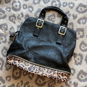 Steve Madden Black Purse with Cheetah and Gold Accents